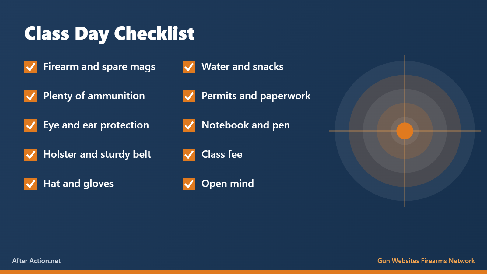Firearms training class day checklist